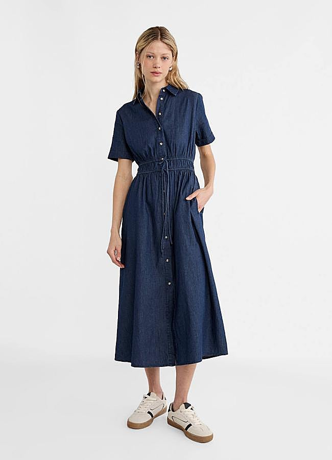 Imagen - Vestido camisero midi en tejido denim
