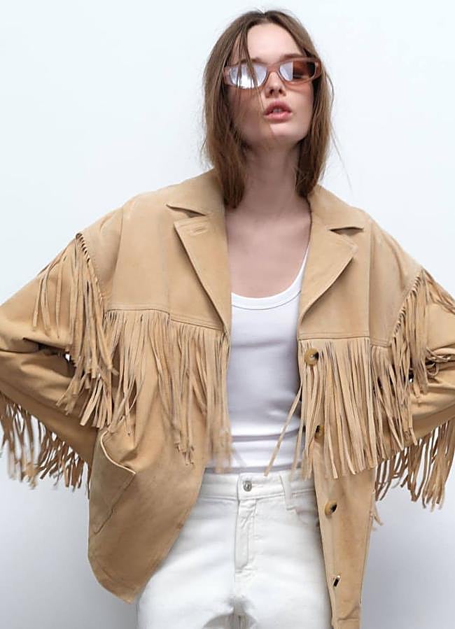 Imagen - Cazadora de flecos oversize en tejido de piel
