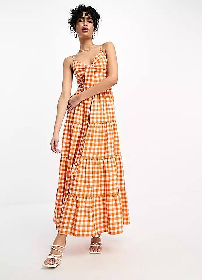 Imagen - Vestido largo de vichy con detalle de lazo