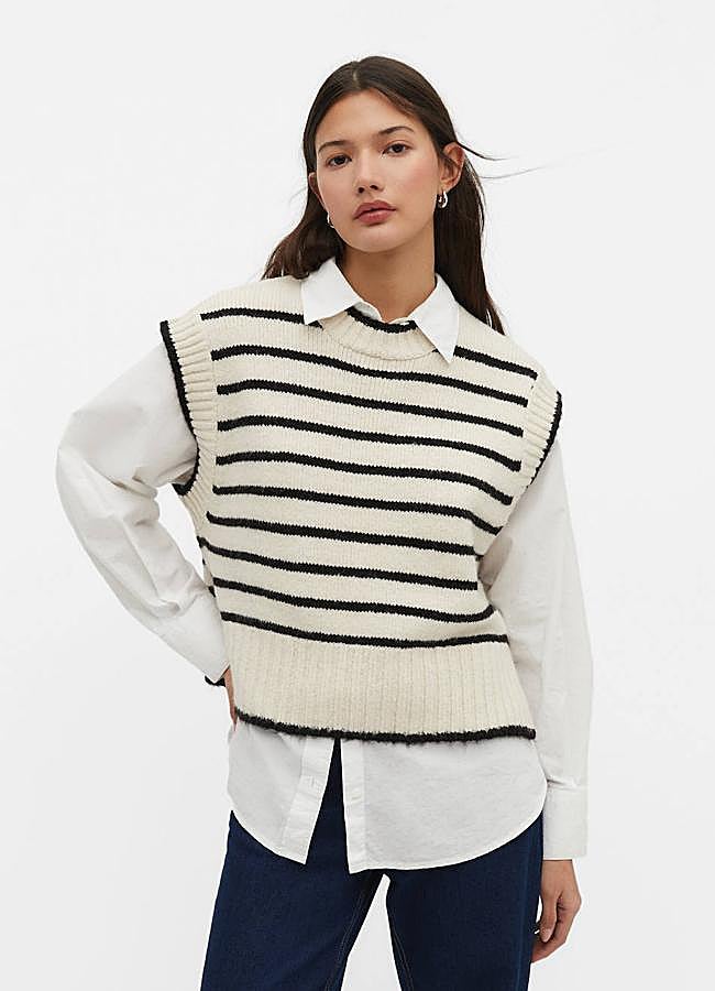 Imagen - Chaleco de punto con estampado a rayas oversize