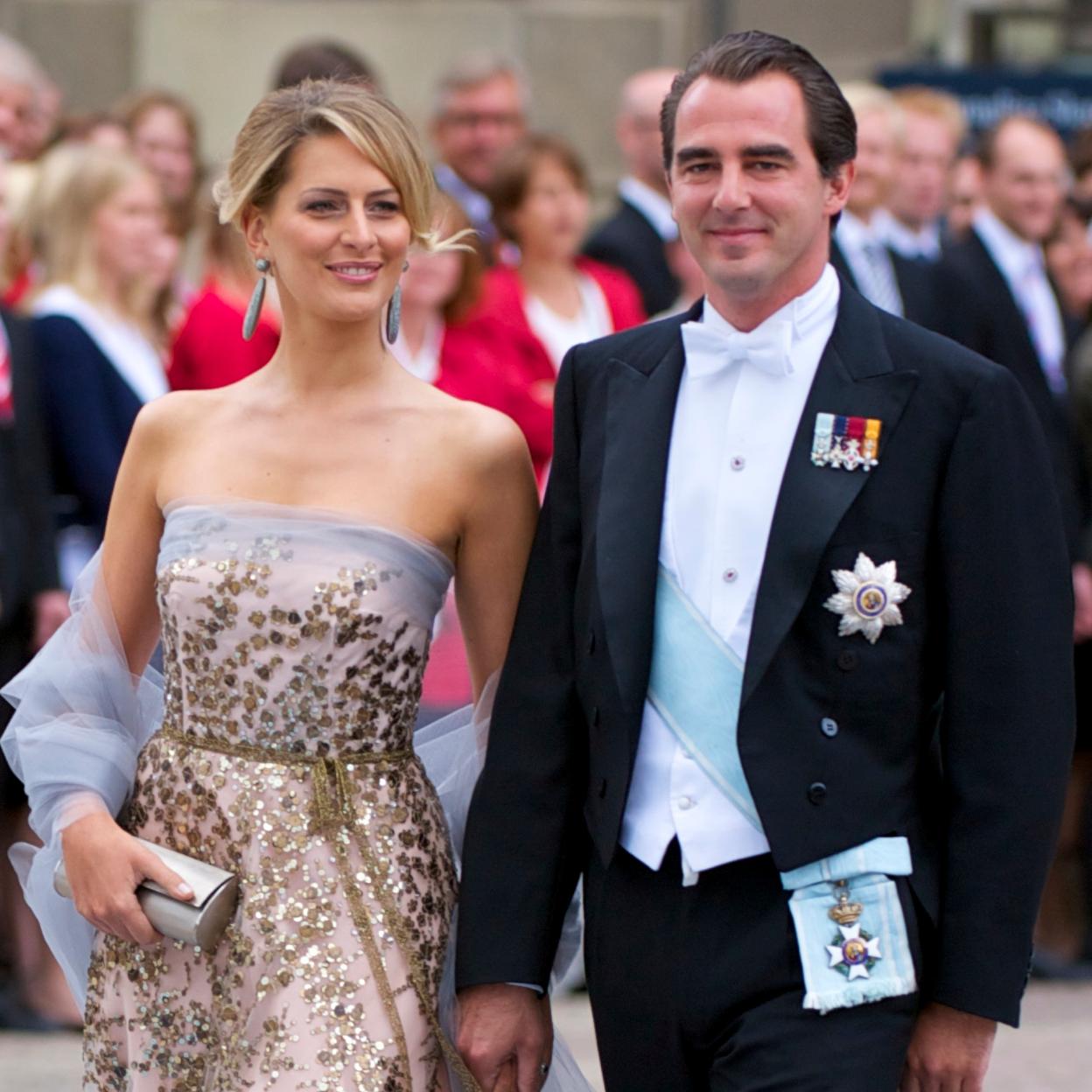 Tatiana Blatnik y Nicolás de Grecia en la boda de Victoria de Suecia en 2010.