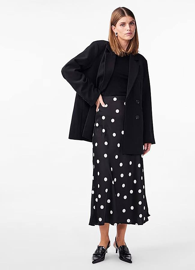 Imagen - Falda satinada con estampado de lunares