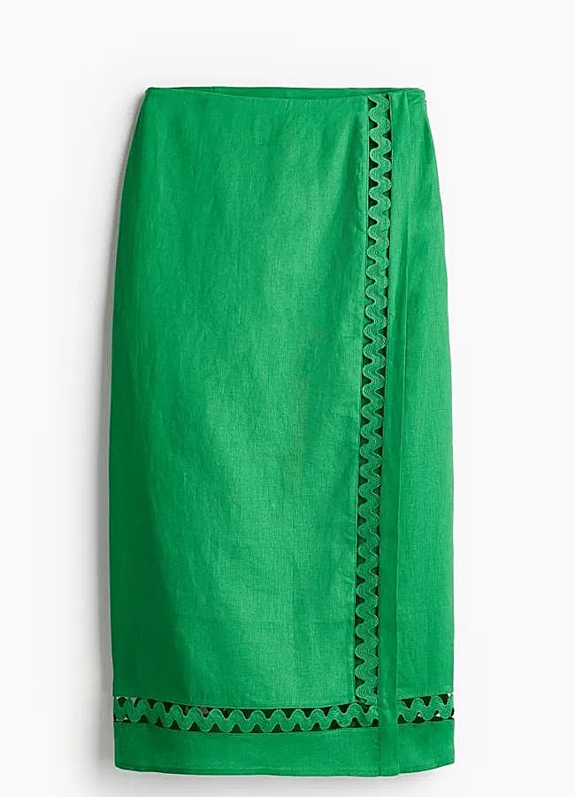 Imagen - Falda de lino verde estampada de H&M, 54,99 euros.