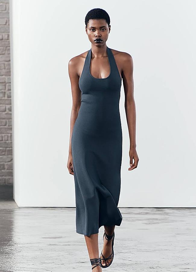 Imagen - Vestido midi de punto con cuello halter