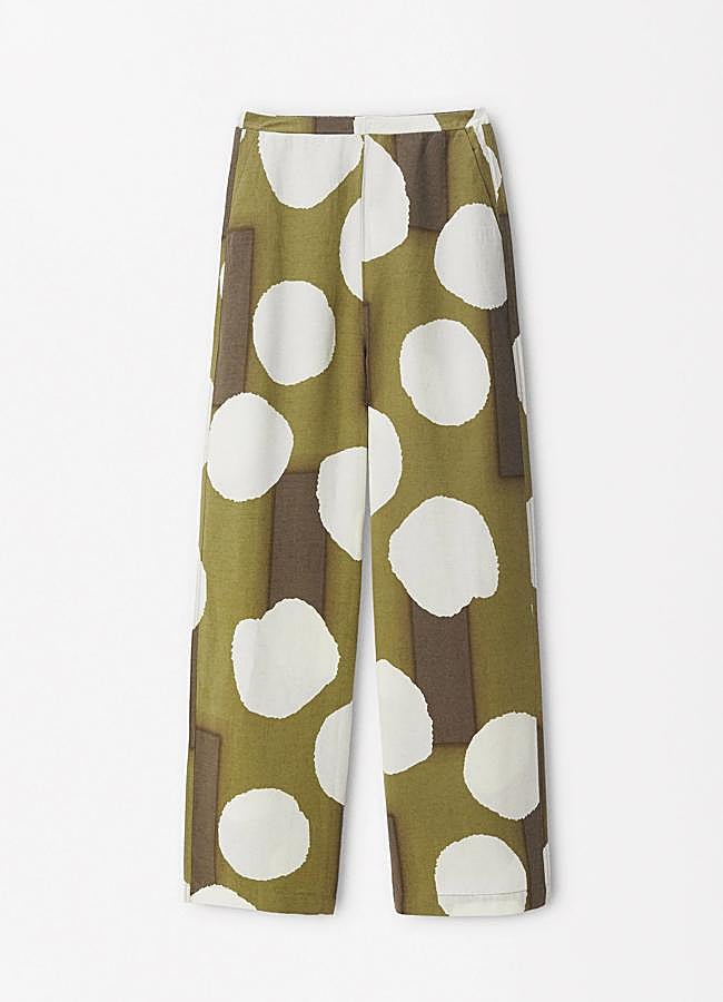 Imagen - Pantalón fluido en color verde y blanco de Parfois.