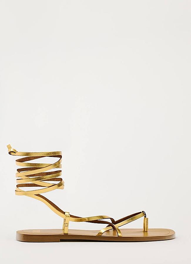 Imagen - Sandalias planas efecto metalizado dorado