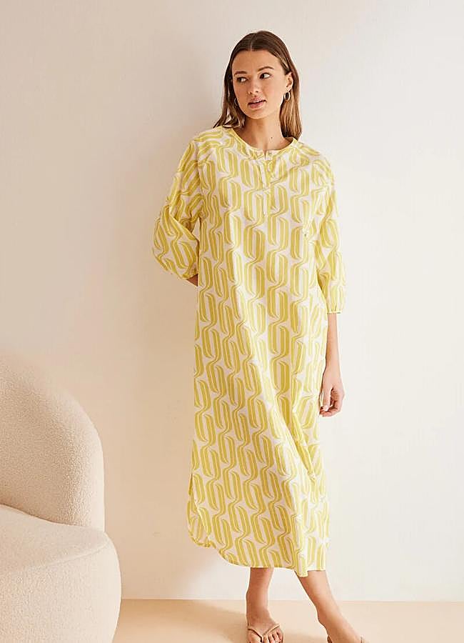 Imagen - Vestido camisero con corte midi en amarillo de Women'secret.