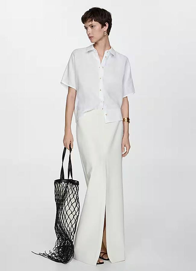 Imagen - Total look blanco con camisa de lino y falda larga