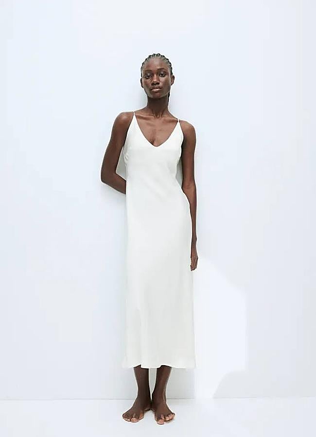 Imagen - Vestido lencero midi en blanco