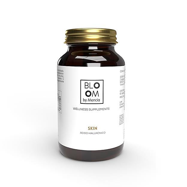 Suplemento con colágeno hidrolizado y ácido hialurónico Bloom Skin de Bloom by Mencía. Cuestan 29,95 euros.