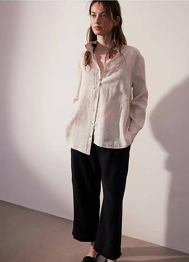 Imagen - Pantalón de lino ancho tipo tobillero