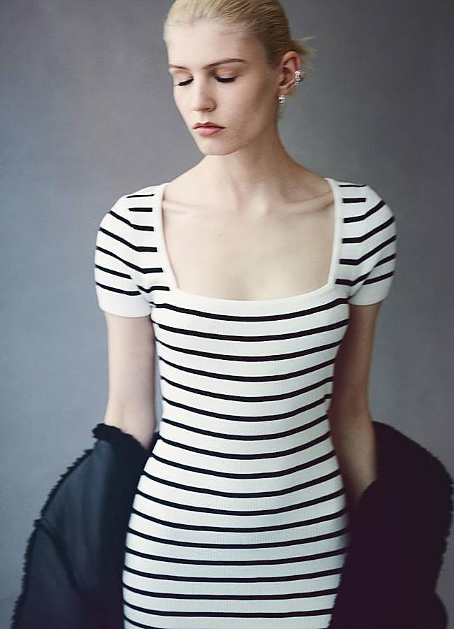 Imagen - Vestido de punto canalé a rayas