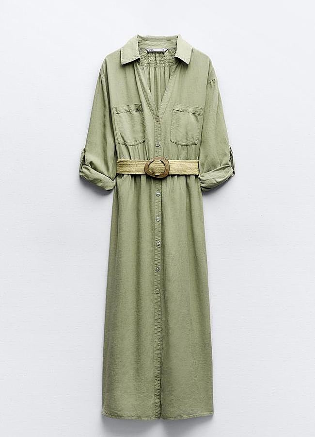 Imagen - Vestido camisero con cinturón de yute de Zara (39,95€)