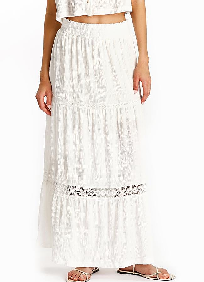 Imagen - Falda blanca con corte midi en blanco de Lefties.