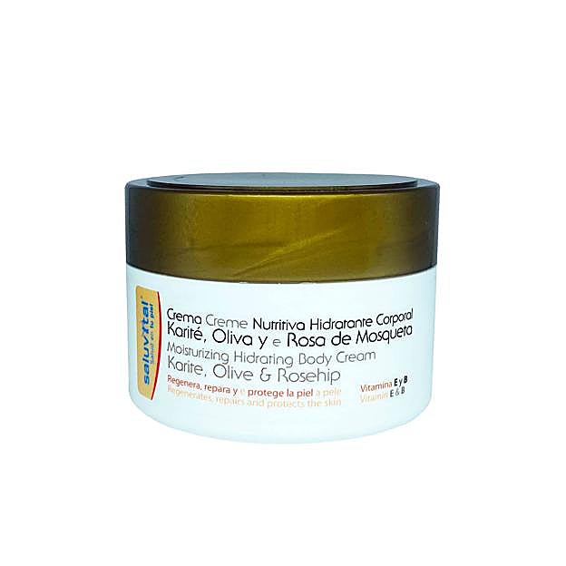 Crema Nutritiva Hidratante Corporal Karité, Oliva y Rosa Mosqueta de Saluvital. Precio: 3,95 euros