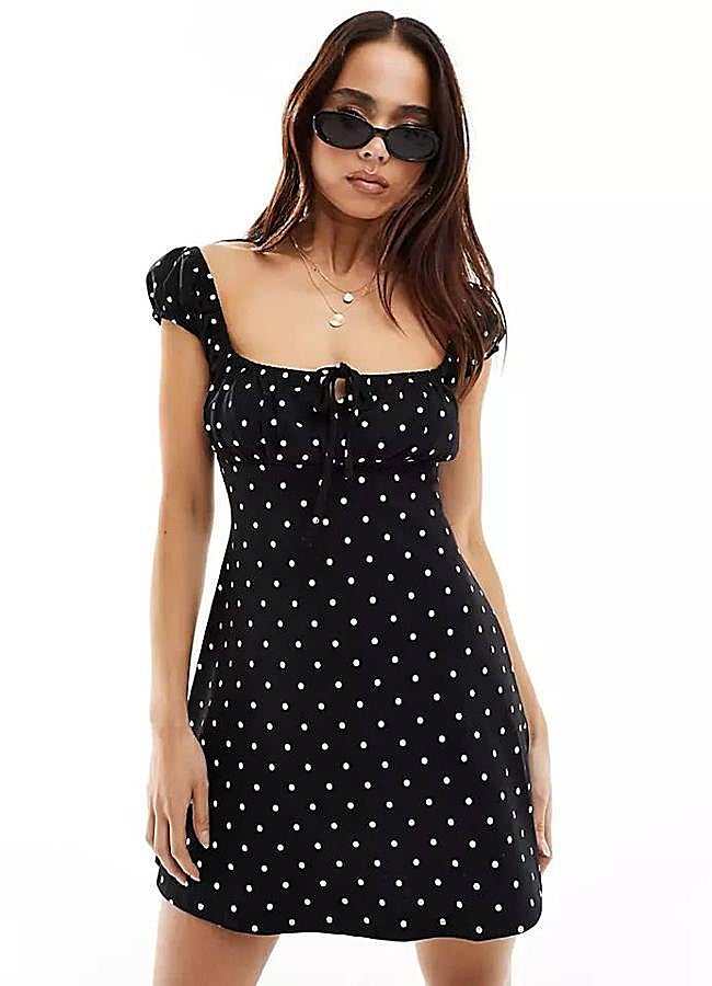 Imagen - Vestido de lunares corto con lazada