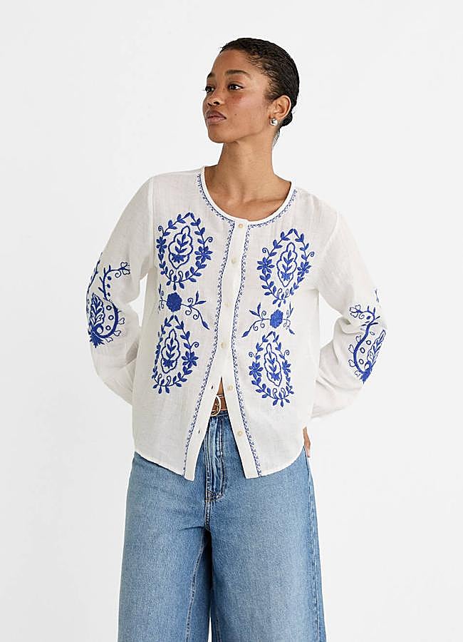 Imagen - Blusa de lino blanca con bordado