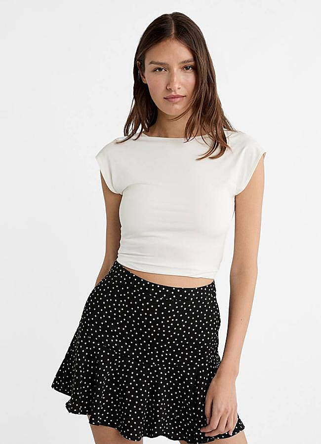 Imagen - Falda corta con volante en estampado de lunares