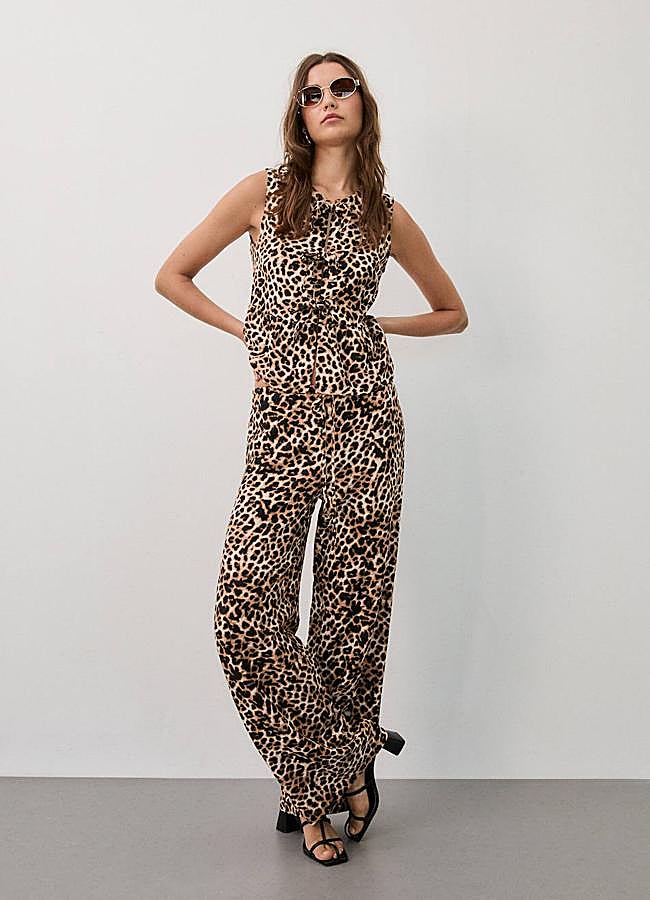 Imagen - Pantalones wide leg de leopardo