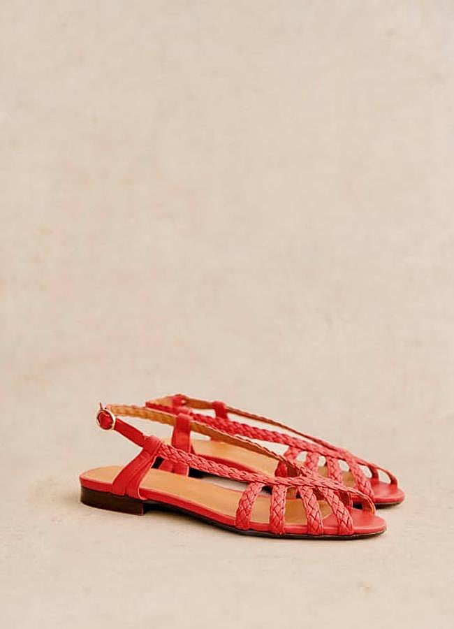 Imagen - Cangrejeras de piel trenzadas color rojo