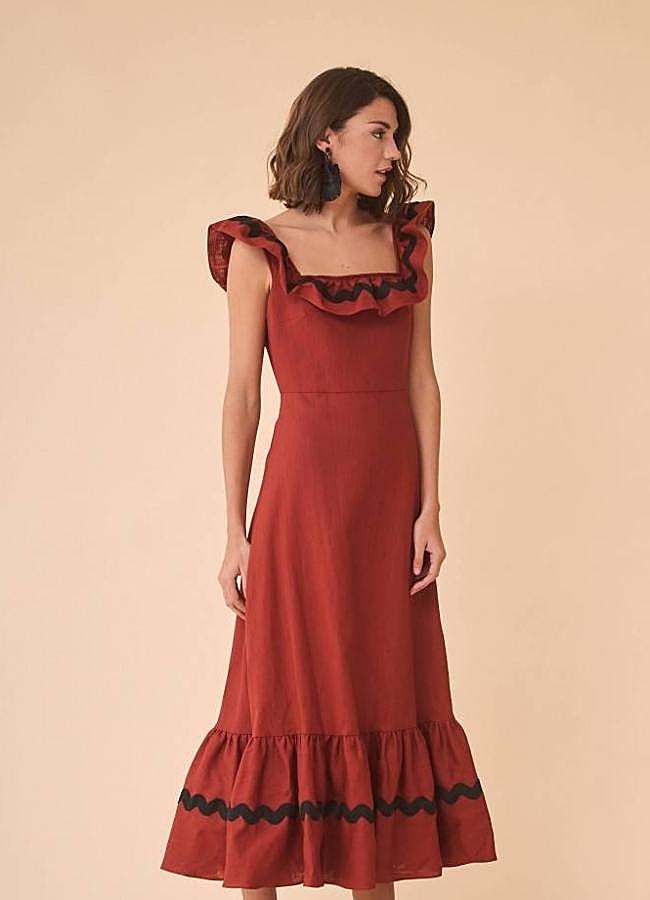 Imagen - Vestido midi de volantes con ribetes