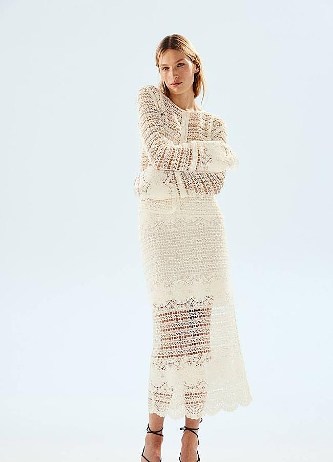 Imagen - Falda de crochet midi con forro a tono