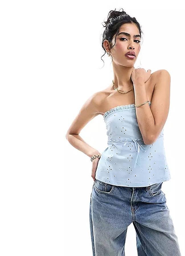 Imagen - Top palabra de honor en tejido bordado inglés