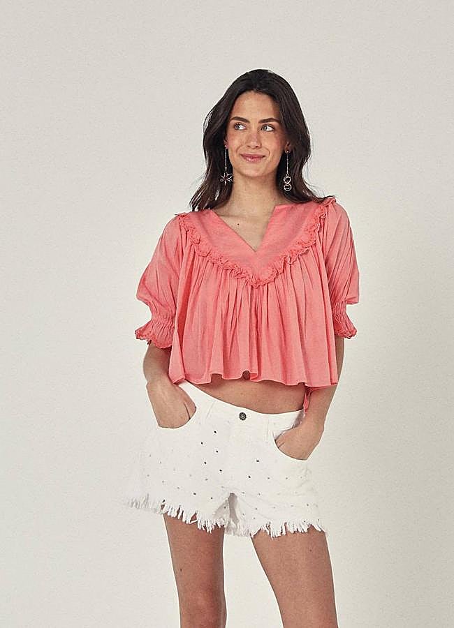 Imagen - Blusas de manga corta con detalles de volantes