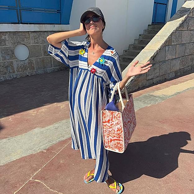 Vestido túnica con rayas