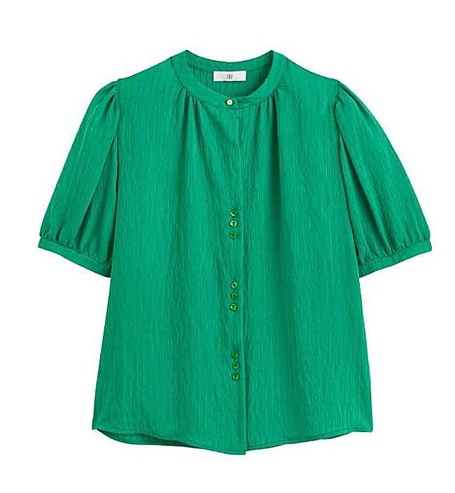 Imagen - Camisa de cuello redondo, manga corta estilo globo de La Redoute (29,99€)