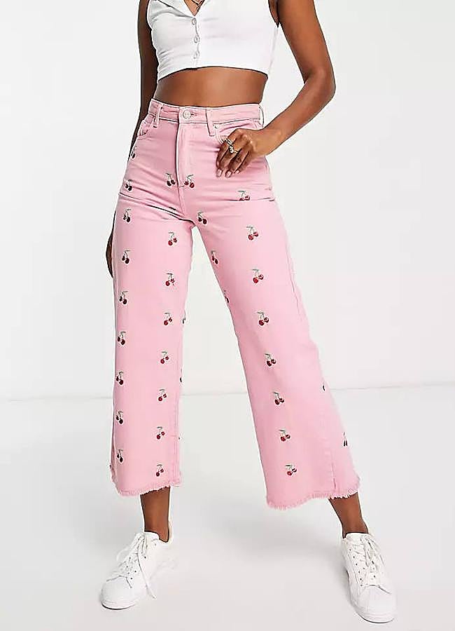 Imagen - Vaqueros culotte con estampado de cerezas