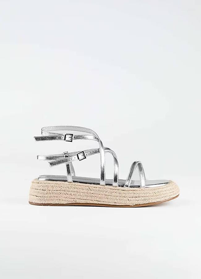 Imagen - Sandalias con plataforma plana en plata