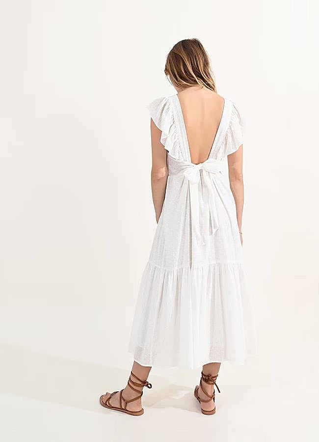 Imagen - Vestido bordado blanco con espalda descubierta