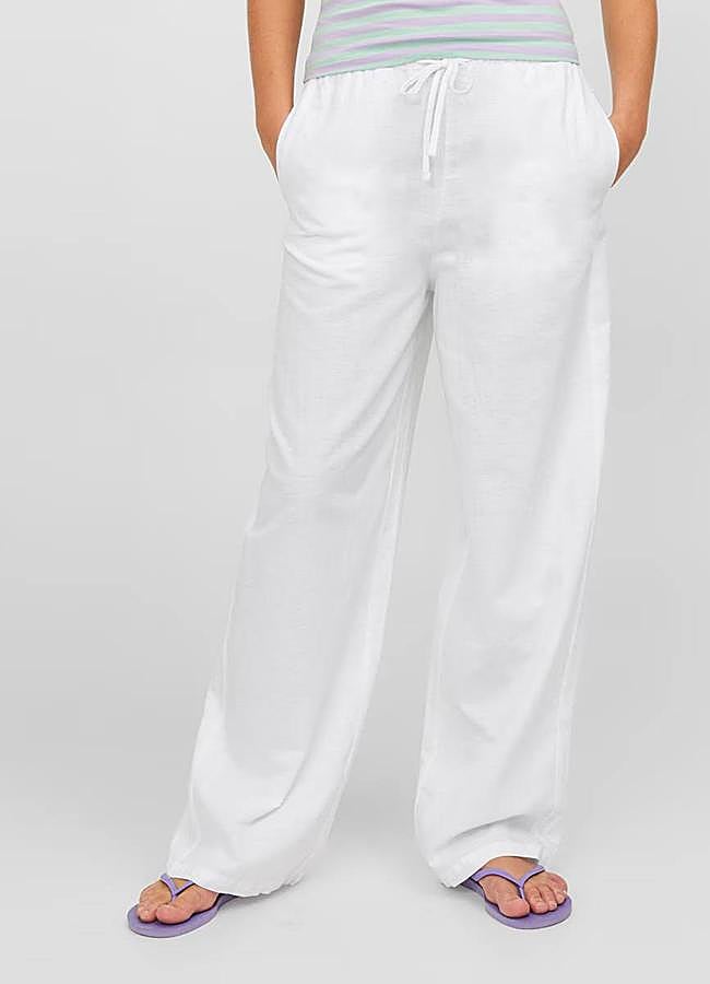 Imagen - Pantalones fluidos de lino color blanco