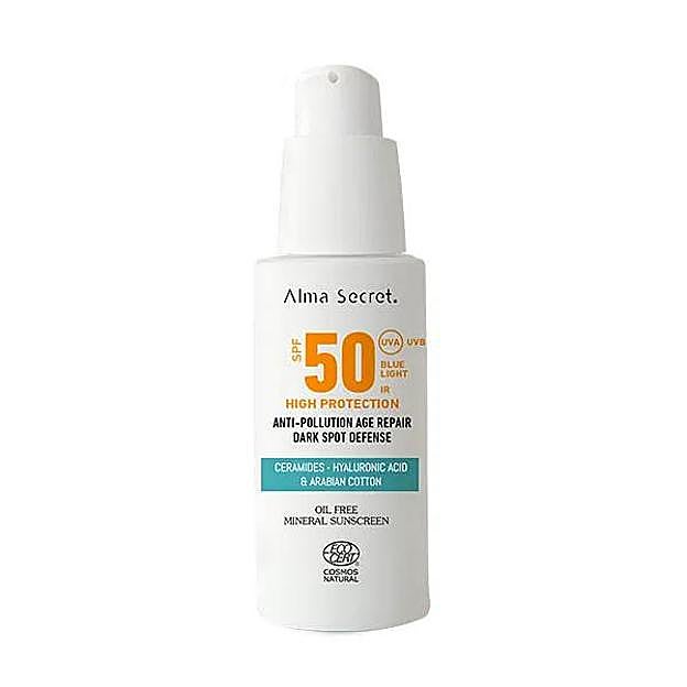 Anti-Pollution Face Mineral Sunscreen SPF50 de Alma Secret. Precio: 27,95 euros