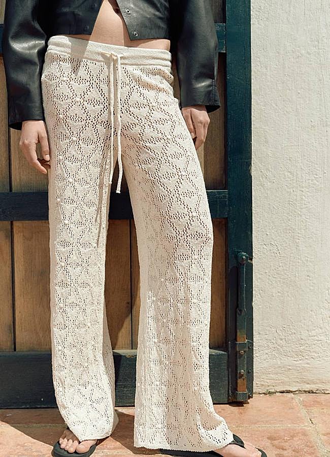 Imagen - Pantalones de punto crochet color crudo