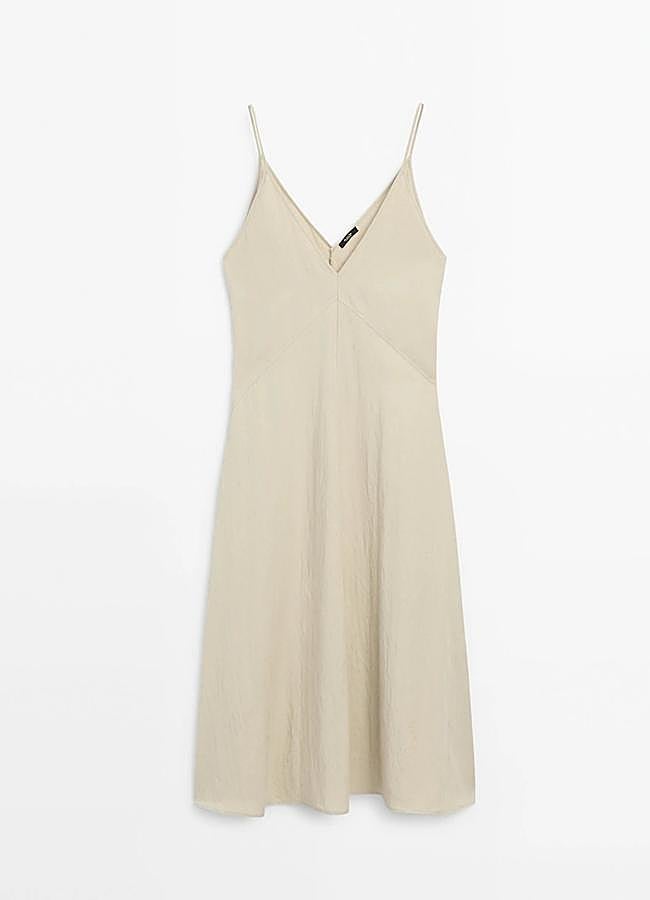Imagen - Vestido tirantes en color crudo de Massimo Dutti.