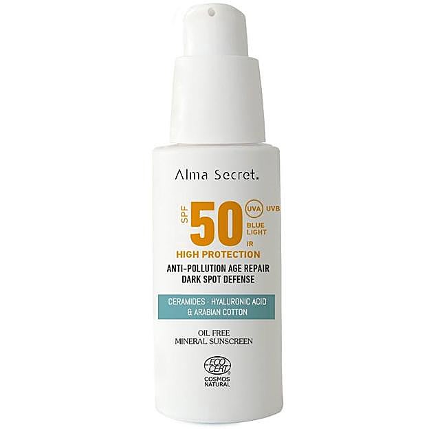 High Protection Anti-Pollution Age Repair Sunscreen de Alma Secret. Precio: 22,95 euros