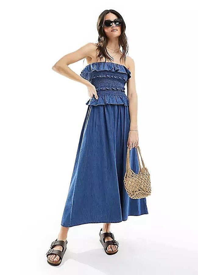 Imagen - Vestido palabra de honor en tejido denim