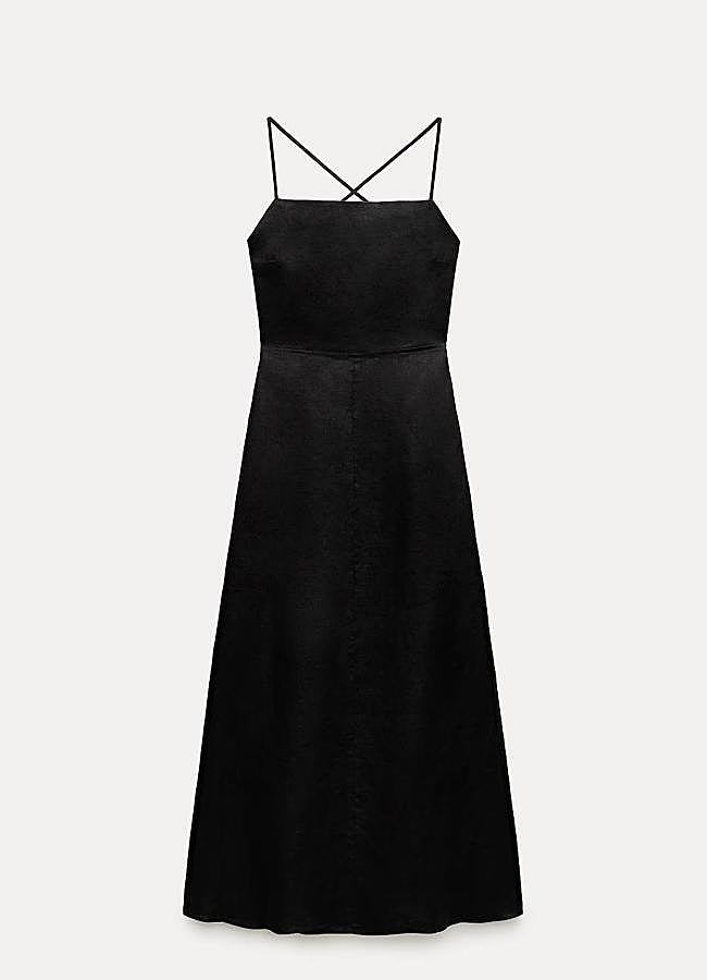 Imagen - Vestido de lino negro rebajado, de Zara.