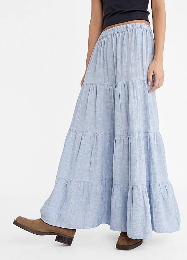 Imagen - Falda fluida larga con estampado de rayas