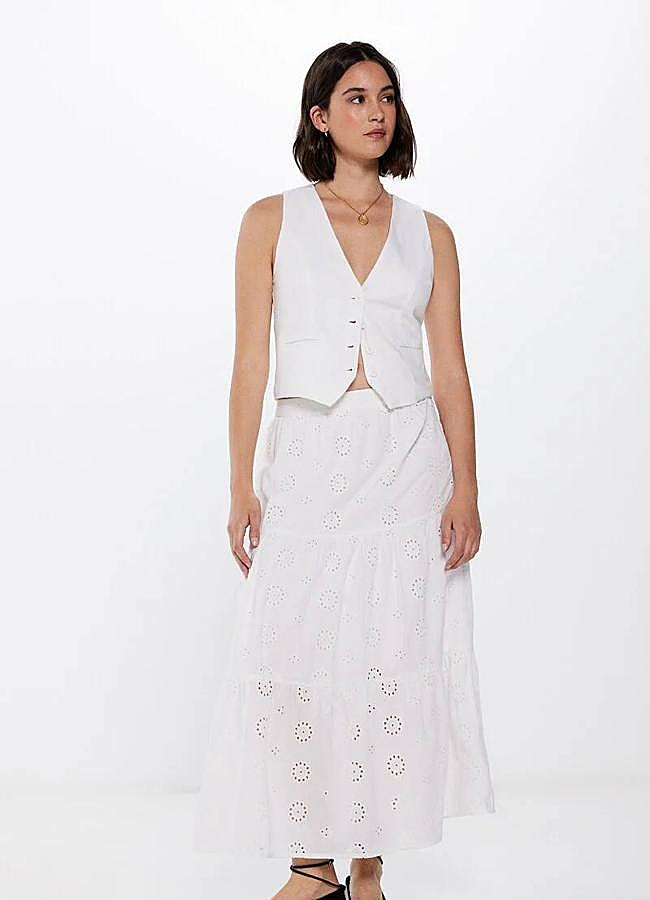 Imagen - Falda larga bordada en color blanco