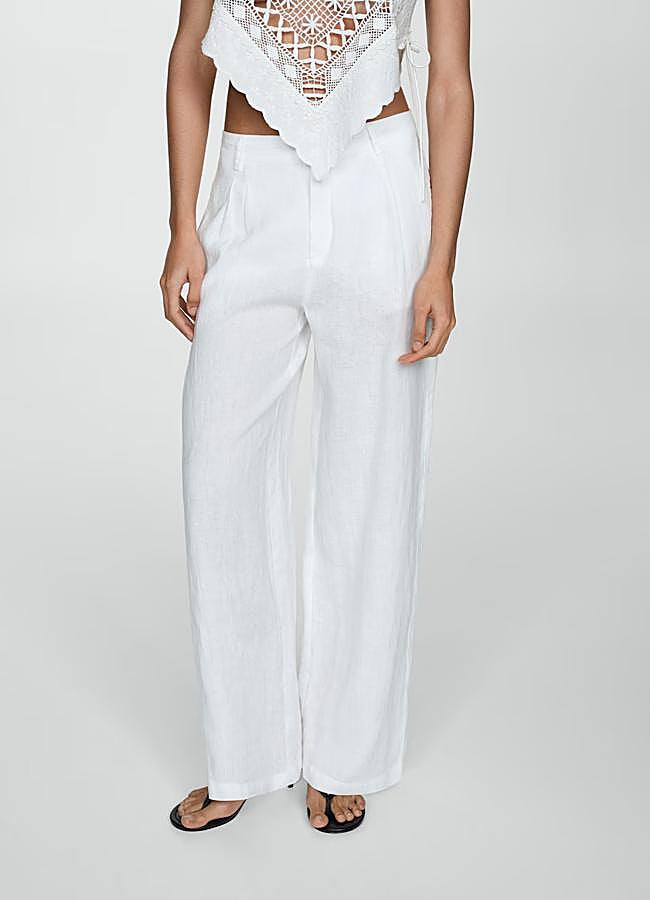 Imagen - Pantalones de lino en color blanco de Mango.