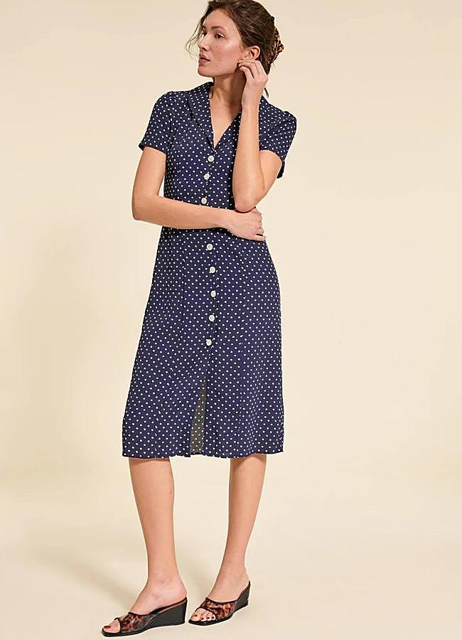 Imagen - Vestido midi con estampado de lunares estilo francés