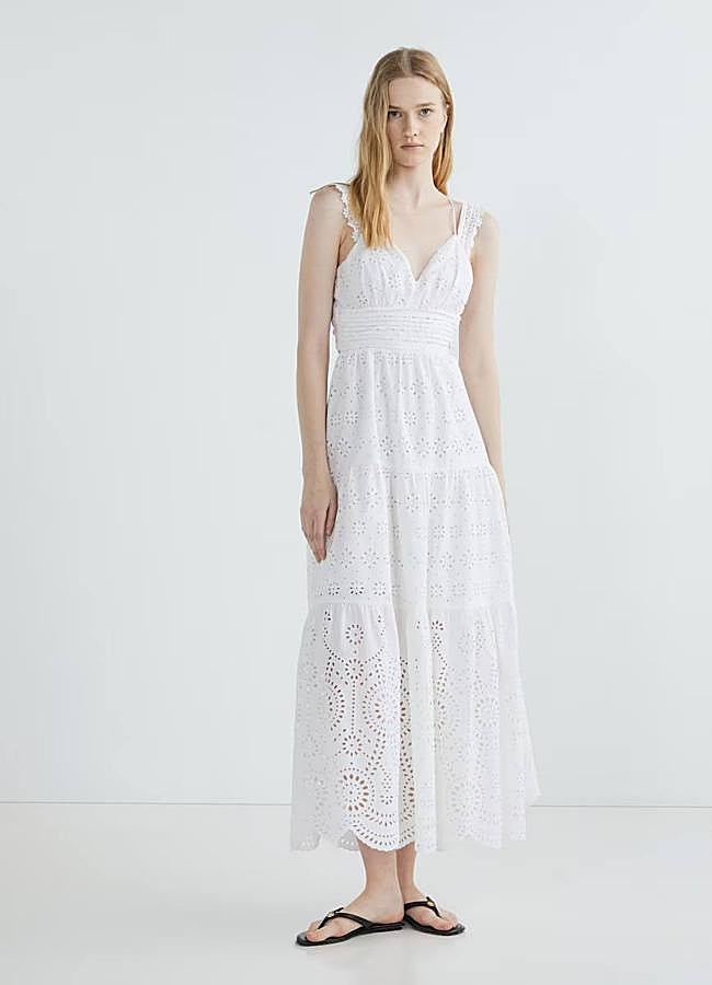 Imagen - Vestido bordado blanco con abertura en la espalda