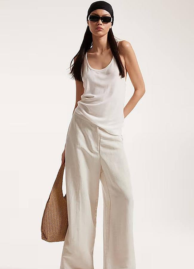 Imagen - Pantalones anchos de lino color blanco