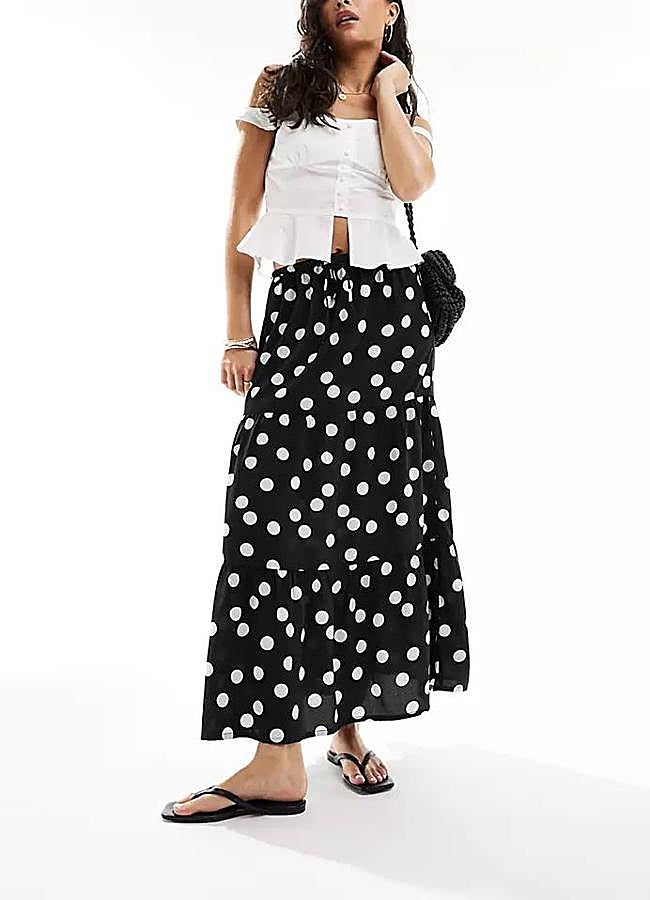 Imagen - Falda de lunares fluida con paneles