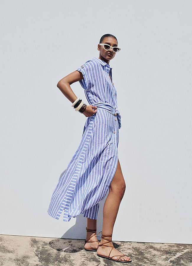 Imagen - Vestido camisero midi con rayas