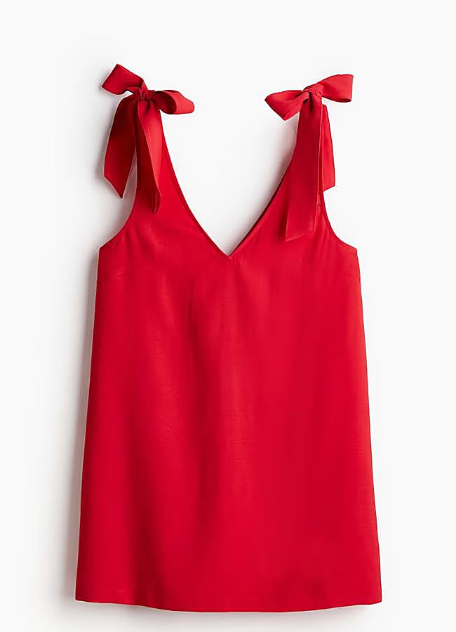 Imagen - Vestido rojo con tirantes de lazo de H&M.