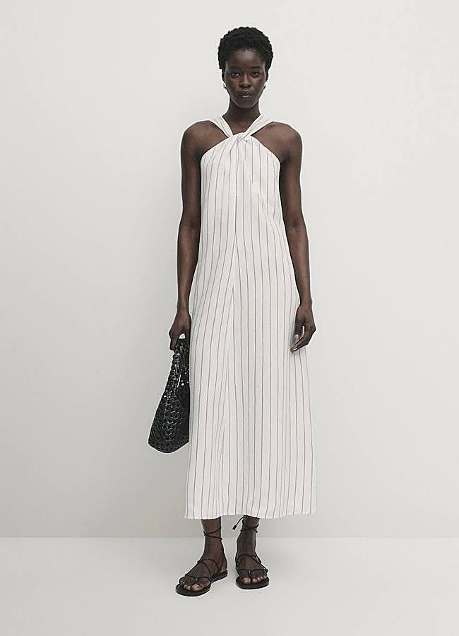 Imagen - Vestido midi con estampado de rayas de Massimo Dutti